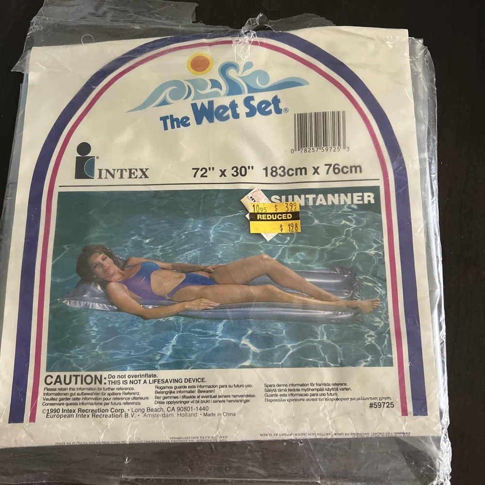 Vintage Intex The Wet Set‎ Inflatable Action Air Mat Vinyl Beach Pool Float Gray